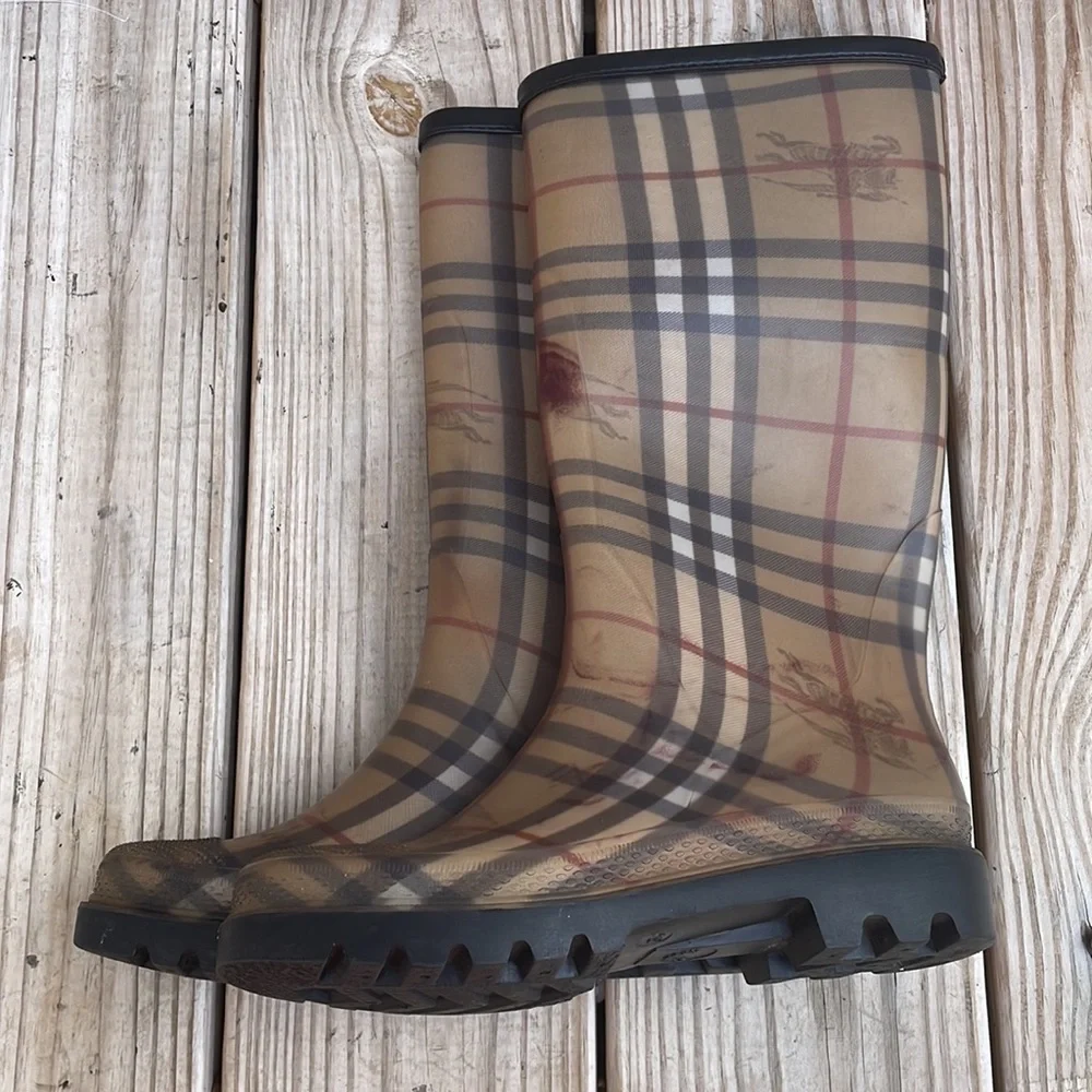 BURBERRY Rain Boots Tall Classic Check Haymarket Size EUR 36